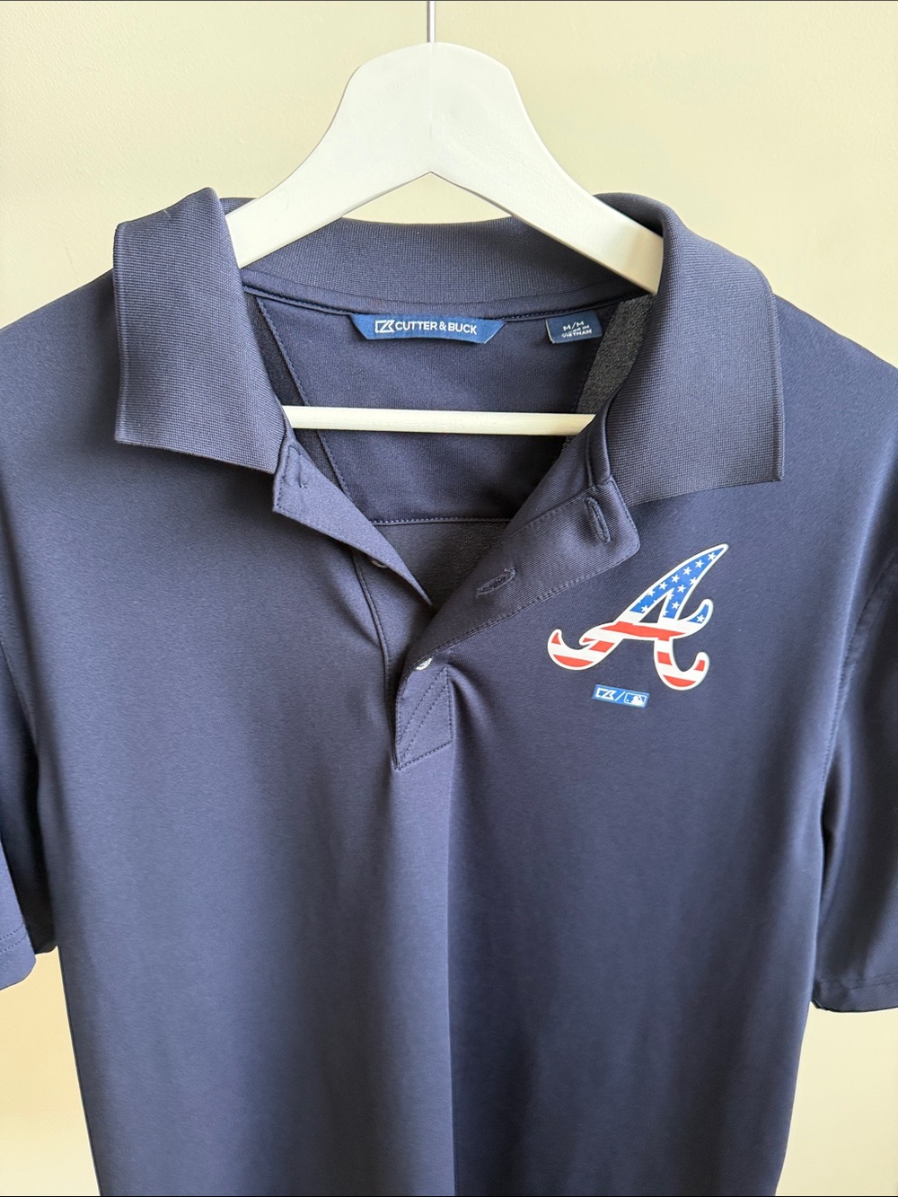 Cutter & Buck Navy Polo with Atlanta Braves USA 'A' Logo